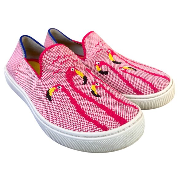 Rothys Slip On Shoes Girls Size 3 Sneakers  Pink Flamingo Round Toe - Picture 8 of 16